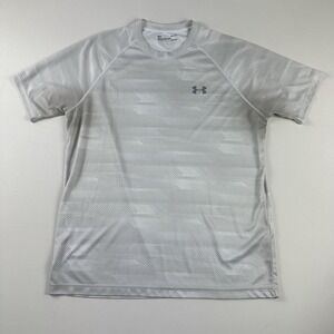 Under Armour Short Sleeve Shirt Men's Large Gray Active Training Loose Gym